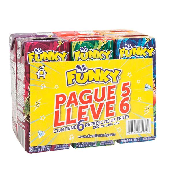 Refrescos de Fruta Funky Surtidos Pague 5 Lleve 6 x 200 Ml c/u