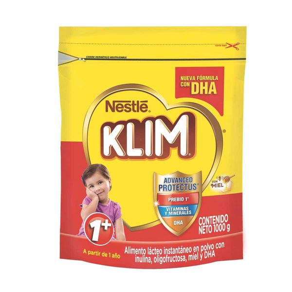 Alimento Lácteo en Polvo Klim 1+ con Prebióticos y Miel x 1000 G.