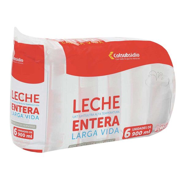 Leche Larga Vida Entera Colsubsidio x 6 Unidades x 900 Ml c/u