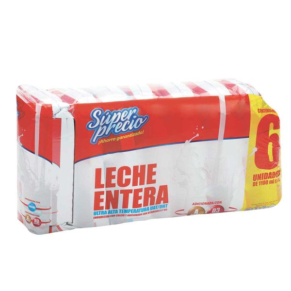 Leche Entera Súper Precio x 6 Unidades x 1100 Ml c/u