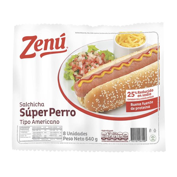 Salchicha Súper Perro Zenú x 8 Und x 80Gr C/u