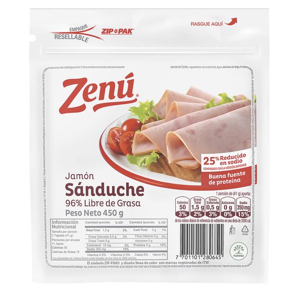 Jamón Sánduche Zenú x 450Gr