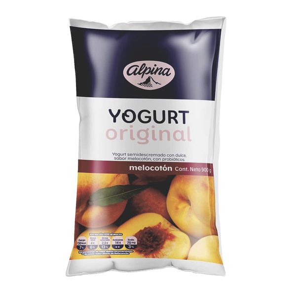 Yogurt Original Melocotón en Bolsa Alpina x 900Gr