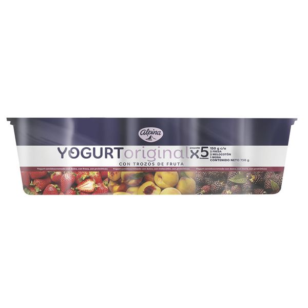 Yogurt Original Multisabor en Vaso Alpina x 5 Und x 150Gr C/u