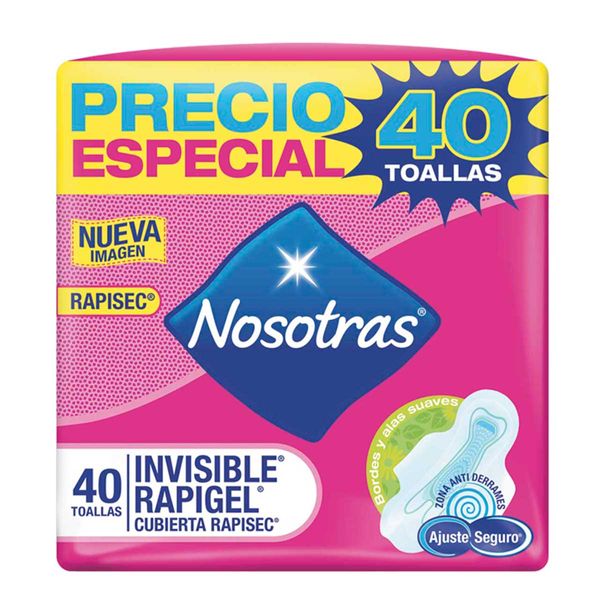 Toallas Higiénicas Nosotras Invisible Rapigel x 40 Und