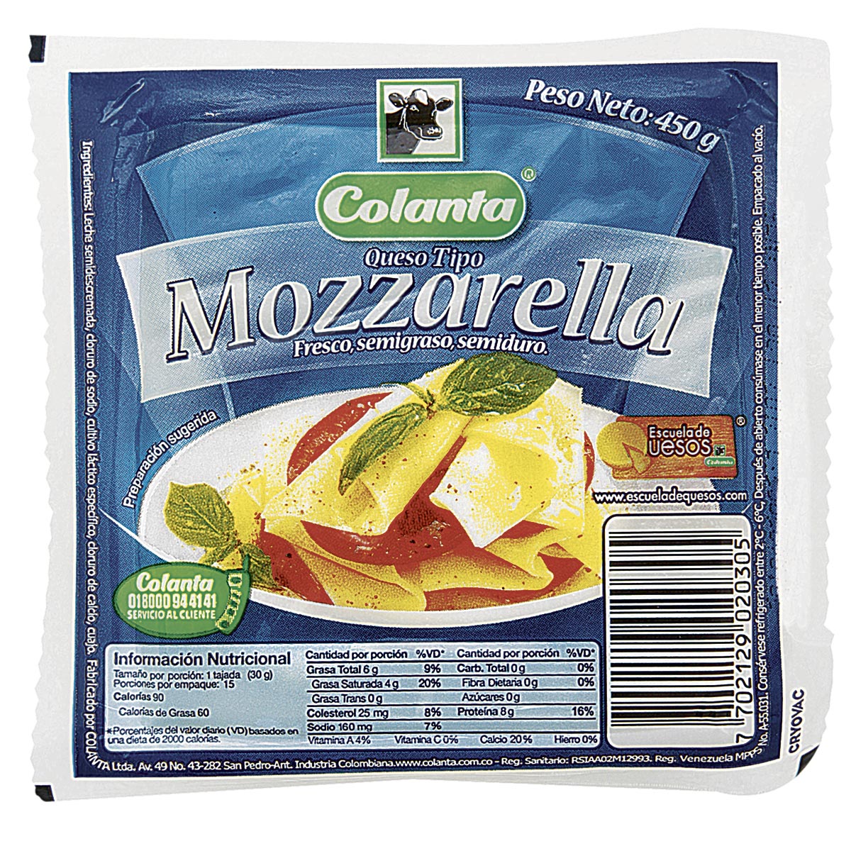 Queso Mozarella Colanta X 450gr Mercados Colsubsidio