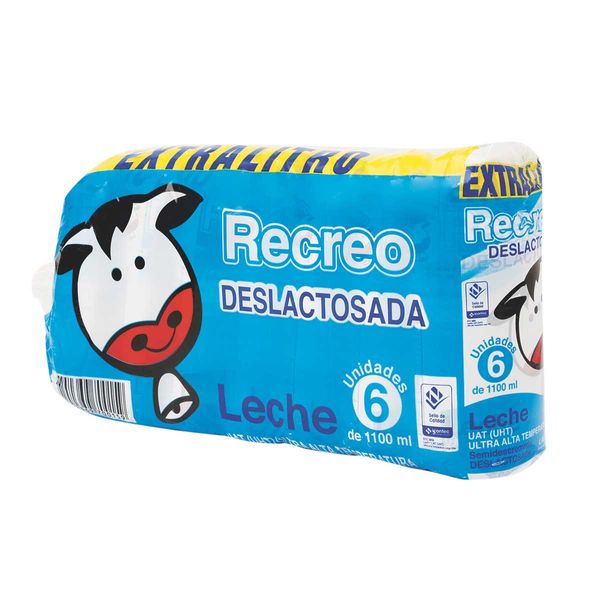 Leche Deslactosada Recreo x 6 Und x 1.100Ml C/u