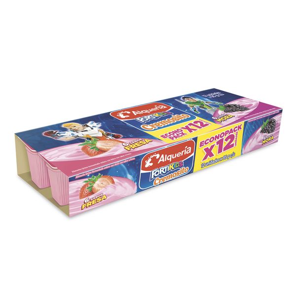 Yogurt FortiKids Cuchareable Fresa - Mora Alqueria x 12 Und x 95Gr C/u