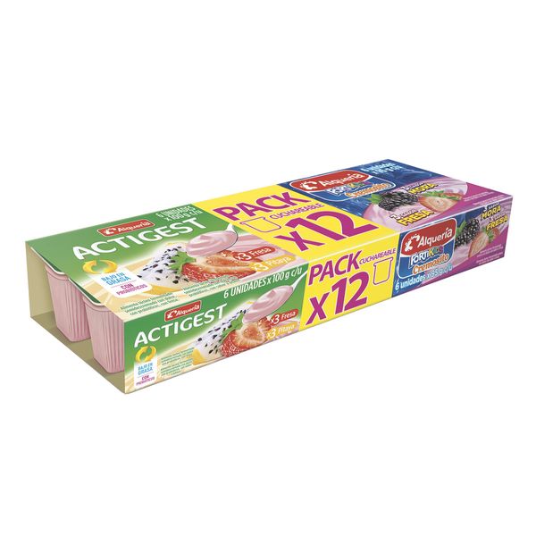Yogurt Actigest x 6 Und x 100Gr C/u + Yogurt FortiKids Fresa x 6 Und x 95Gr C/u