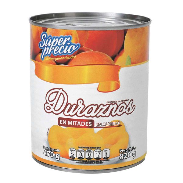 Duraznos en Mitades Súper Precio en Almibar x 820 G