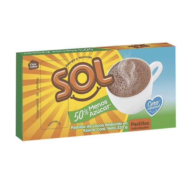 Chocolate Sol Bajo Azúcar Cero Colesterol x 16 Und x 320 G