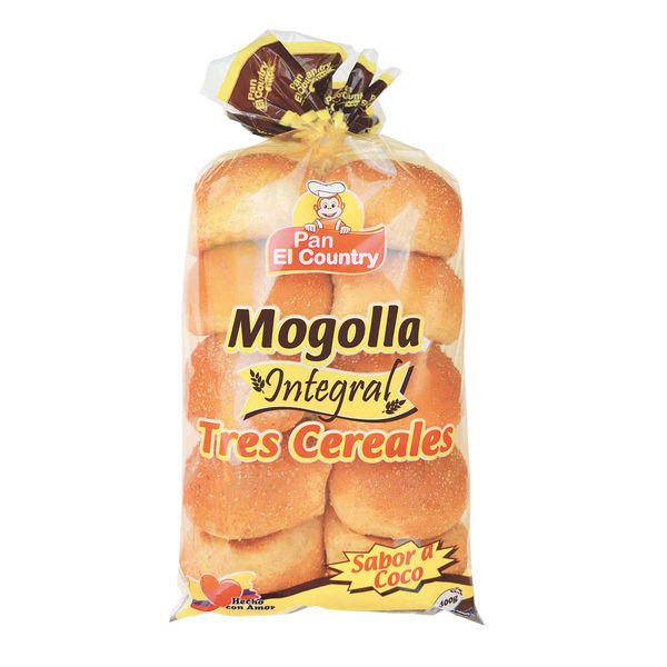 Mogolla Integral Pan El Country Tres Cereales Sabor a Coco x 400 Gr