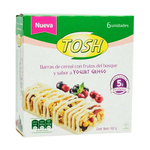 Barra Cereal Tosh Frutas del Bosque Yogurt Griego x 6 Unds x 162 G