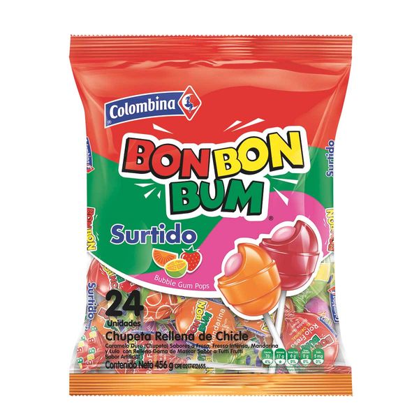 Chupeta Bon Bon Bum Surtido x 24 Und x 456 G