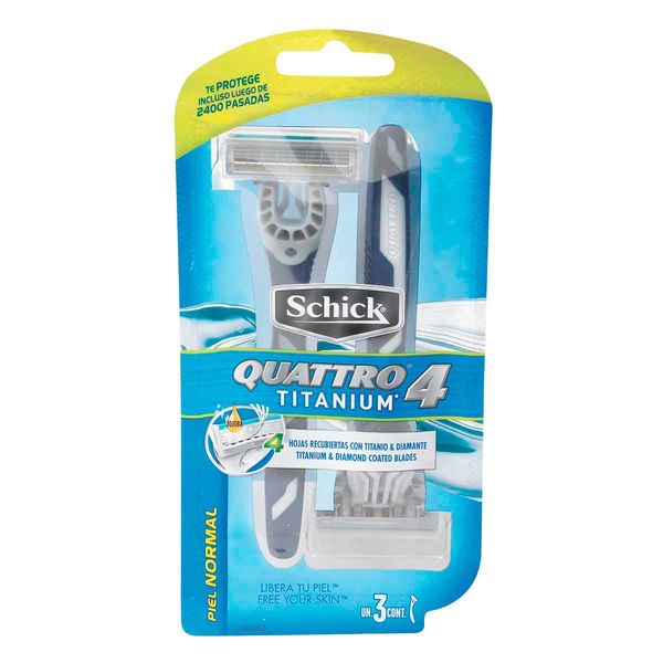 Máquina de Afeitar Schick  Quattro Titanium x 3 Unidades