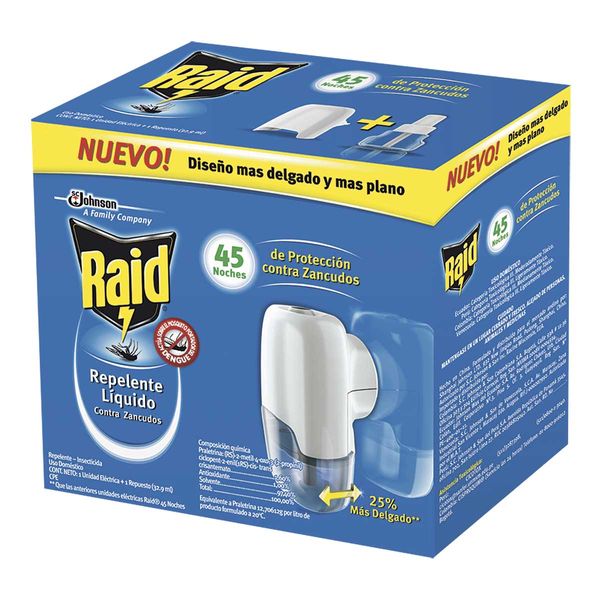 Insecticida Raid 45 Noches Unidad Eléctrica + Repuesto