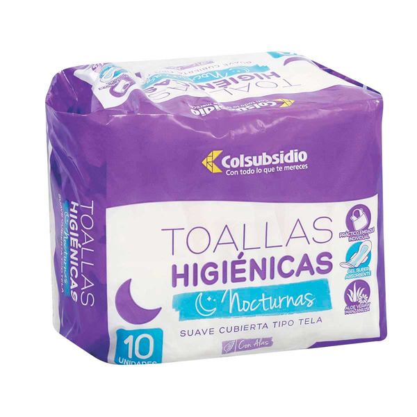 Toallas Higiénicas Nocturnas Colsubsidio x 10 Unidades