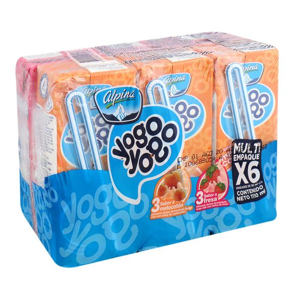 Yogo Yogo Fresa - Melocotón en Caja x 6 Und x 180Gr /u