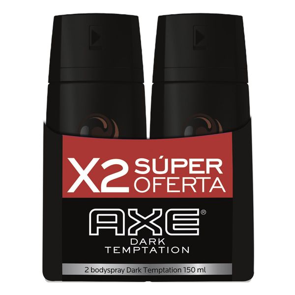 Desodorante Bodyspray Axe Dark Temptation Chocolate Spray x 2 Unidades x 150 Ml c/u