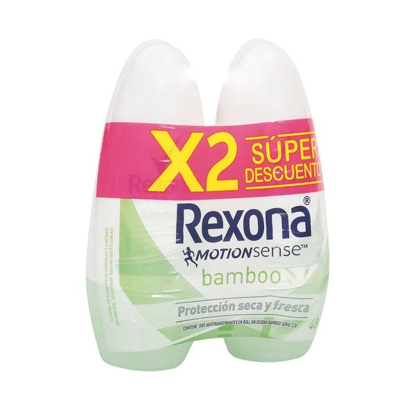 Antitranspirante Rexona Bamboo Women Roll On x 2 Unidades x 50 Ml c/u
