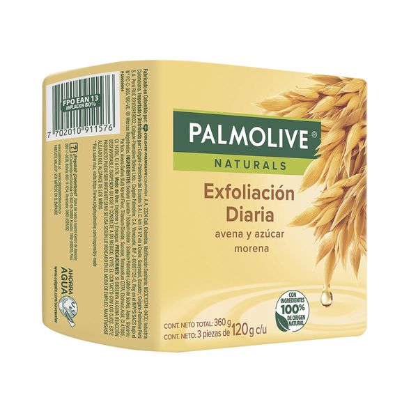 Jabón Palmolive Naturals Avena y Azúcar Morena x 3 Unidades x 120 G c/u