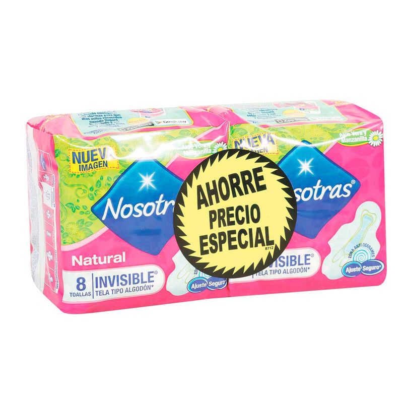 Toallas-Higienicas-Nosotras-Natural-Invisible-Tela-x-2-Paquetes-x-8-Unidades-c-u