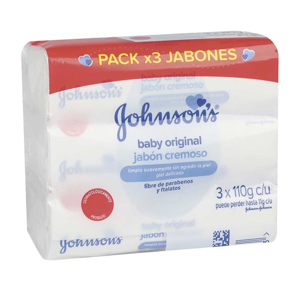 Jabon Cremoso Johnson's Baby Original x 3 Unidades x 110 G c/u