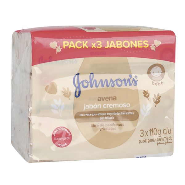 Jabón Cremoso Johnson's Baby Avena x 3 Unidades x 110 G c/u