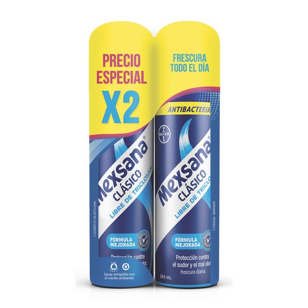 Desodorante Pies Mexsana Spray Clasico x 2 Unidades x 260 Ml c/u