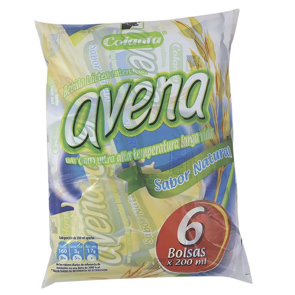 Avena Natural en Bolsa Colanta x 6 Und x 200Ml C/u