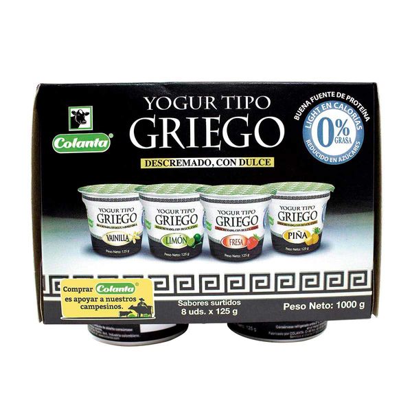 Yogurt Griego Surtido Colanta x 8 Und x 125Gr C/u