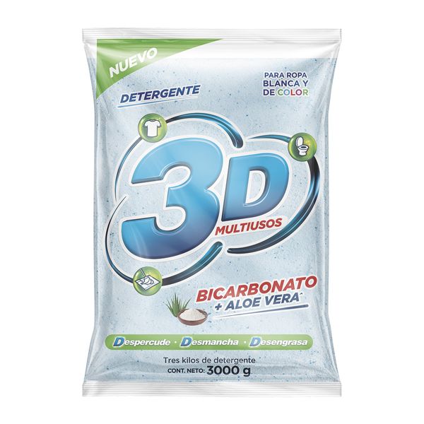 Detergente en Polvo 3D Multiusos 3000Gr