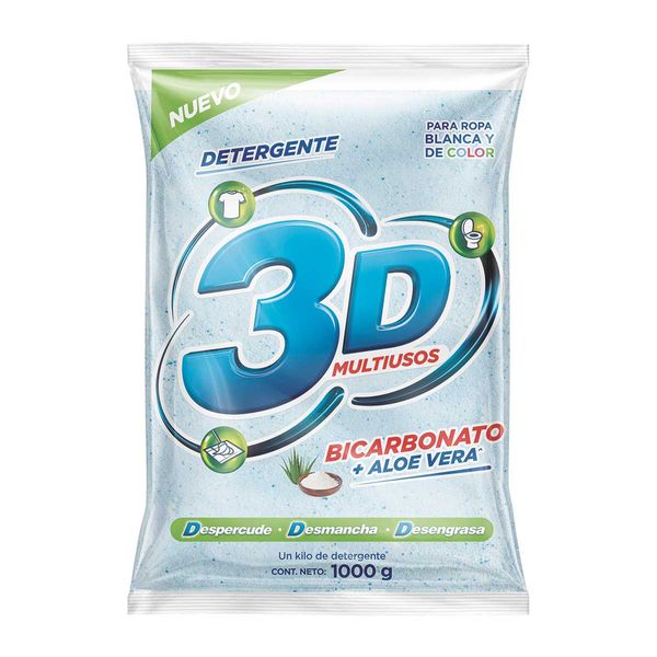 Detergente en Polvo 3D Multiusos 1000Gr