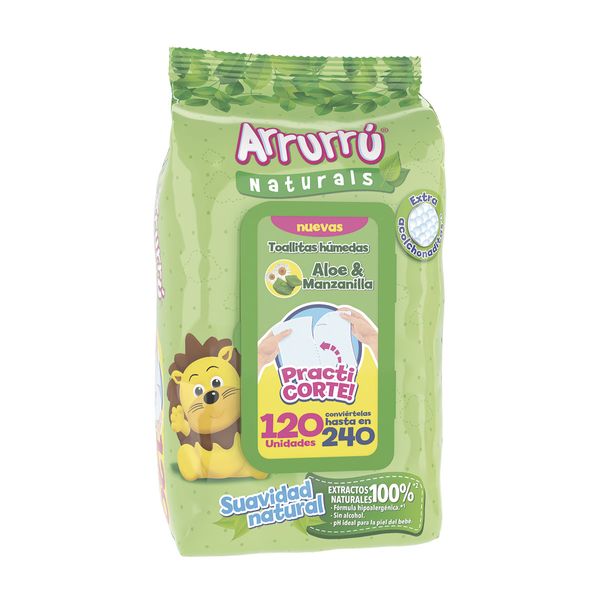 Toallitas Húmedas Arrurrú Naturals Aloe & Manzanilla x 120 Unidades