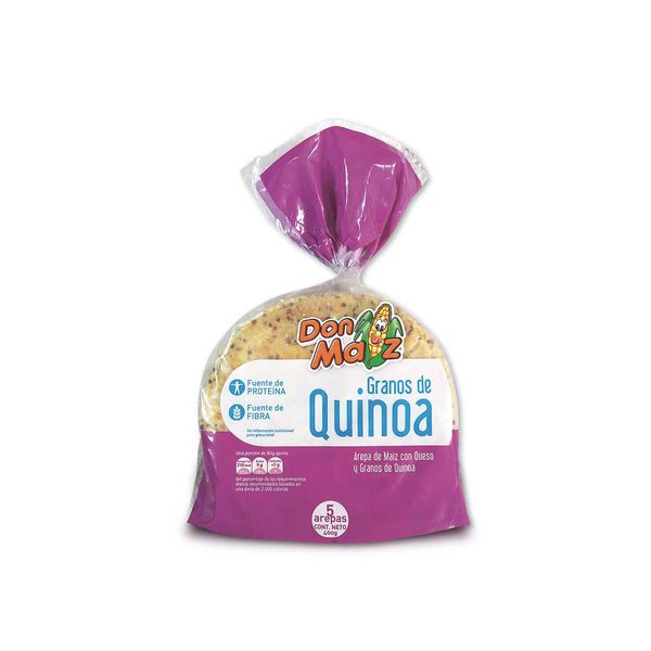 Arepas de Maíz con Queso y Granos de Quinoa Don Maíz x 5 Und x 80Gr C/u