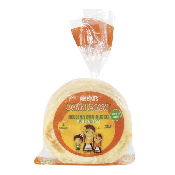 Arepa Rellena con Queso Doble Crema Doña Paisa x 4 Und x 100Gr C/u