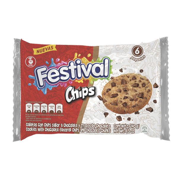 Galletas Festival Chips Chocolate x 6 Und x 240 G