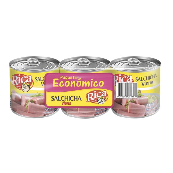 Salchichas Viena de Res Rica x 3 Und. x 150 G c/u