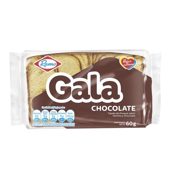 Ponqué Gala Chocolate Tajada Ramo x 60 G