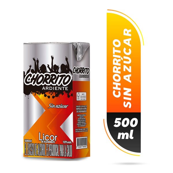 Aguardiente Chorrito Ardiente Sin Azúcar x 500 Ml