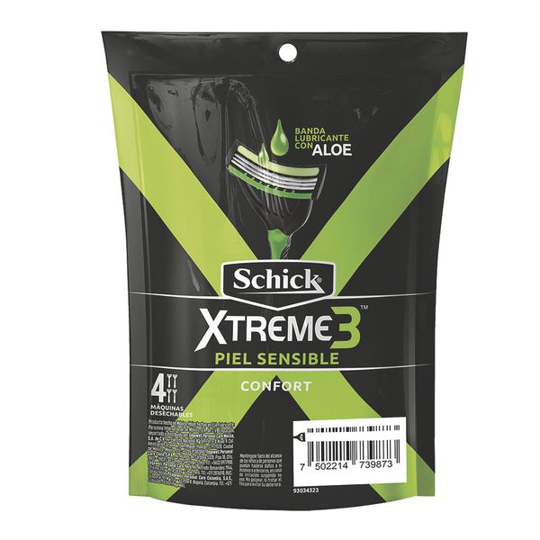 Máquinas Schick Xtreme3 Piel Sensible Confort x 4 Unidades