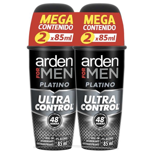 Desodorante Arden For Men Platino Roll On x 2 Unidades x 85 Ml c/u