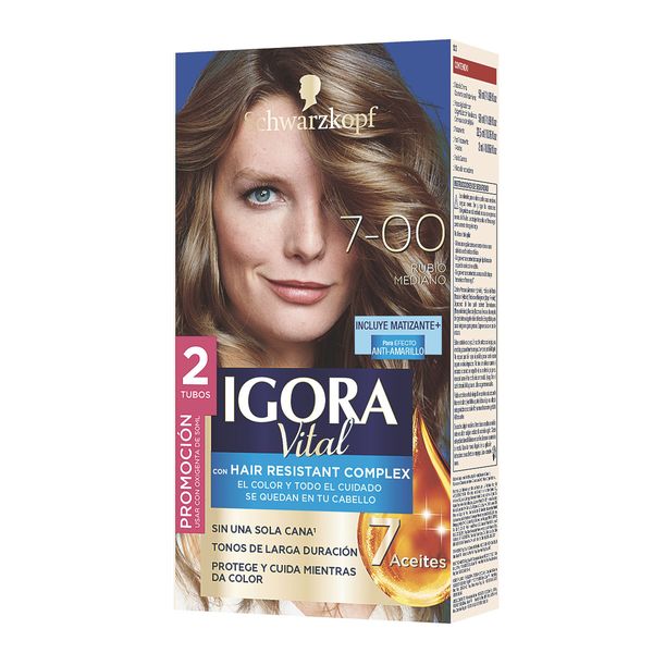Tinte Rubio Mediano 7-00 Igora Vital x 50Ml