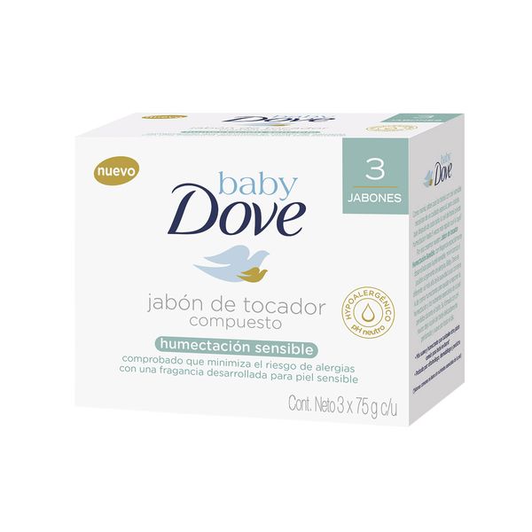 Jabón de Tocador Dove Baby Humectación Sensible x 3 Unidades x 75 G c/u