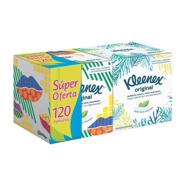 Pañuelos Kleenex Original x 2 Cajas x 60 Unidades c/u