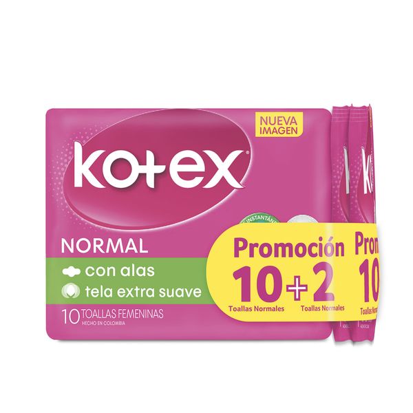 Toallas Femeninas Kotex Normal x 10 Unidades + 2 Toallas Normales