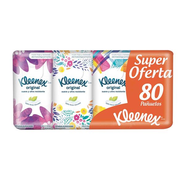 Pañuelos Kleenex Original x 8 Paquetes x 10 Unidades c/u