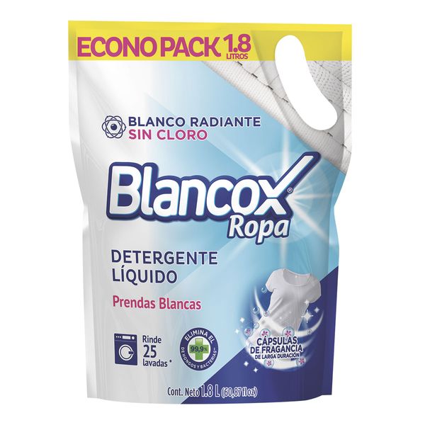 Detergente Líquido Blancox Ropa Prendas Blancas x 1.8 L