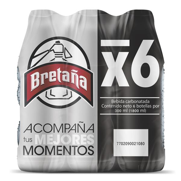 Agua Carbonatada Bretaña x 6 Unidades x 300 Ml c/u