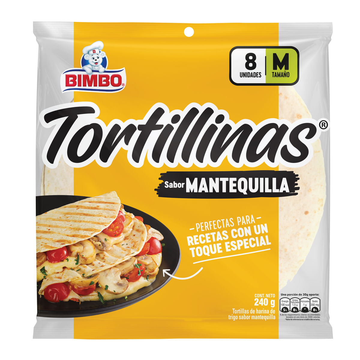 Tortillinas Bimbo Mantequilla x 240 G en 8 Unidades - Mercados Colsubsidio